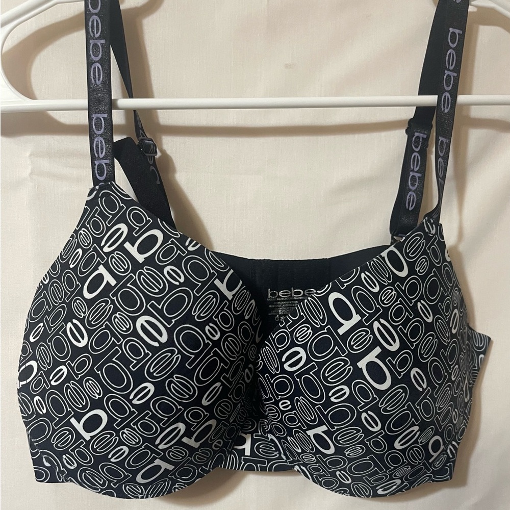 Bebe Monochrome Logo Print Bra